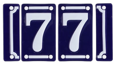Best for Boots huisnummer 77 met sierrand - Oudhollands - emaille - blauw/wit