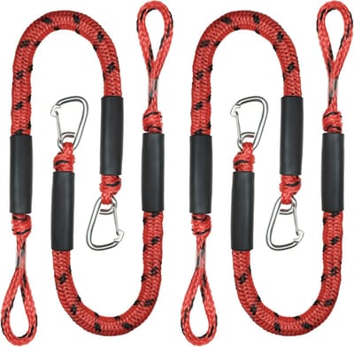 Set van 4 Elastische Aanmeerkabels met RVS Clips voor Boot en Jetski