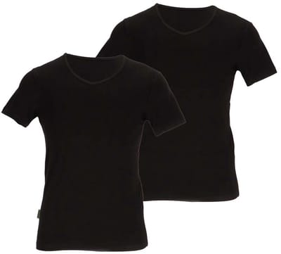 Basset - Heren T-Shirt V-hals Bamboo - 2-Pack - Maat S - Zwart
