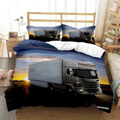 Scania Vrachtwagen Dekbedovertrek Set 3D Print Zacht Dekbedovertrek Microvezel Beddengoed Set Trendy Vrachtwagen Quilt Hoes Voor Kamerdecoratie 2/3 Stuks Eu Twin 135x200cm