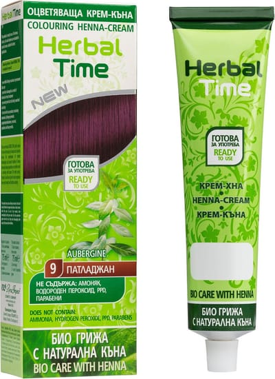 Herbal Time Henna Haarverf Aubergine – Bruin-paarse Semi Permanente Haarkleuring – zonder Ammoniak/Peroxide/PPD – Natuurlijke Bio Haarkleuring – 75 ml