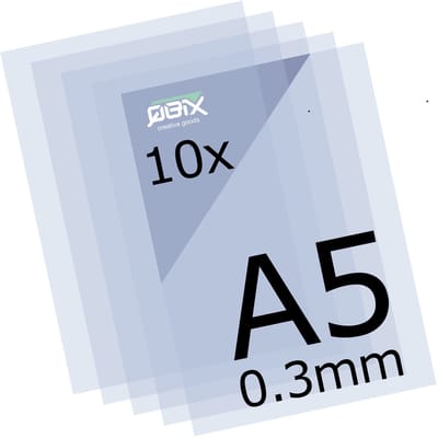 QBIX Plastic Mylar Vellen - 10 stuks A5 Formaat Transparante Kunststof - 0.3mm dikte of 300 micron - 12 Mil Film perfect voor stencils