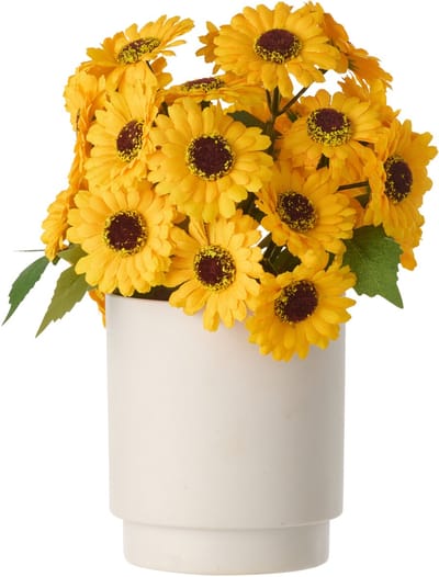 J-Line zonnebloem - kunststof - warmgeel/wit