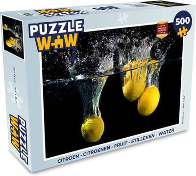 Puzzel Citroen - Fruit - Stilleven - Water - Geel - Legpuzzel - Puzzel 500 stukjes