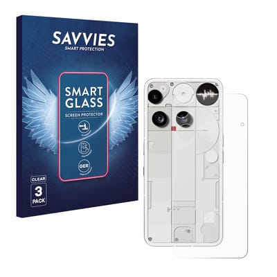 3 Stuks Savvies Screenprotector - geschikt voor Nothing Phone (3) (Achterkant) - beschermfolie glas transparant