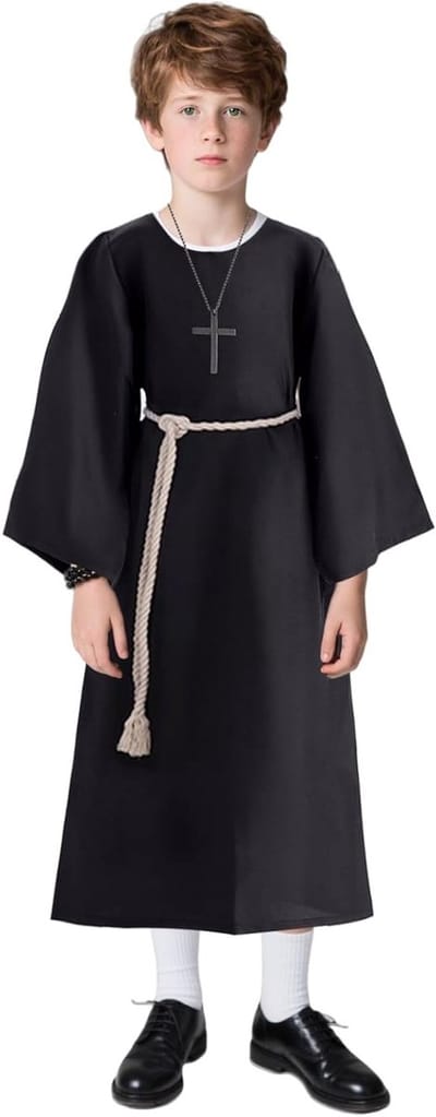 Middeleeuws Monnik Kostuum voor Kinderen - Priester Gewaad voor Halloween en Carnaval, Perfect voor Cosplay en Feestjes