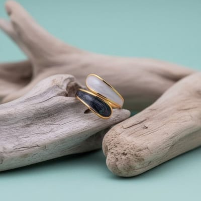 Rvs sieraden - Dames ring - Verstelbaar - Parelmoer Wit emaille
