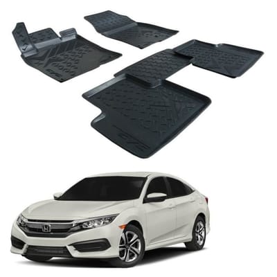 SCOUTT Tapis de sol 3D Honda Civic 2016-2021 - Caoutchouc Premium - Résistant à l'eau - Sur mesure noir