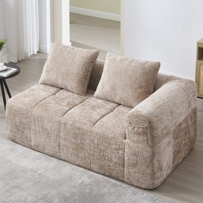 MODFU Sofa - Met Zijvakken En Chaise Longue - Modern - Voor Woonkamer - Chenille - Khaki - 158 x 90 x 60 cm