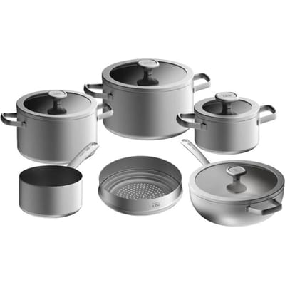 BergHOFF Leo Pannenset Graphite 5 delig + Gratis stoominzet - gerecycled RVS