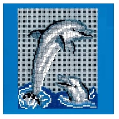 Stickit Twee dolfijnen in het water, ca. 1150 steentjes, compatible met Ministeck