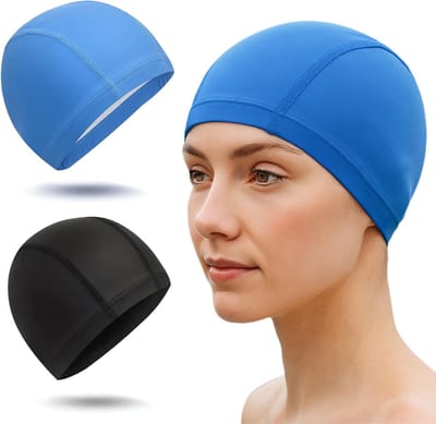 Set van 2 Unisex Zwemcaps, Waterdichte Caps, Flexibele Zwemhoed met Oorbescherming voor Lang en Kort Haar