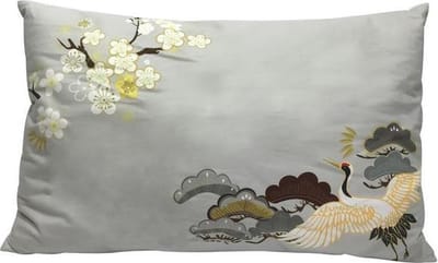 Kussen kraanvogel 40x60cm Grijs glad textiel