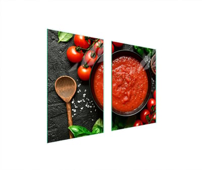 TMK ArtDeko Glasbeschermplaat - 35+30 x 52 cm - Veilige Snijplank - Hittebestendige Onderzetter - Multifunctioneel