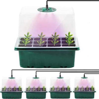 UniEgg® Complete Indoor Kweekset: Kweekbakken met LED Groeilampen, Ventilatiegaten, 5-delige Mini Broeikas Kweekkas en Kweekpotjes voor Optimale Plantengroei