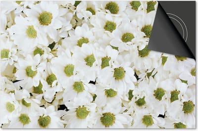 Inductie beschermer 60x60 - afdekplaat inductie mat - Dietrix Kookplaat beschermer - Exclusief - Flowers 7 - Witte margrieten