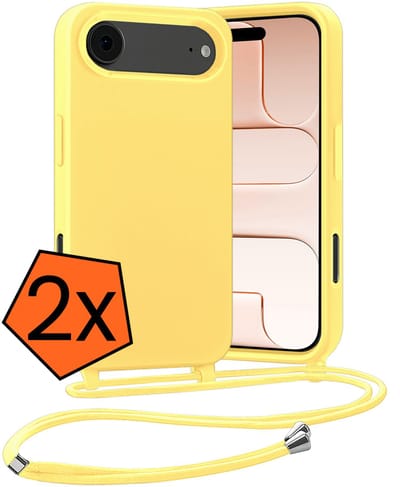 Hoesje Geschikt voor iPhone Air Hoes Met Telefoonketting - Backcover Geschikt voor iPhone Air Case Met Koord - Geel - 2 PACK