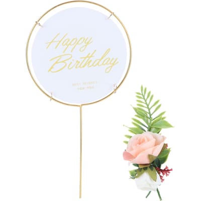 Inserts Métalliques pour Gâteau Inserts Ronds pour Décoration de Gâteau Topper Décoration Artisanale pour Gâteau d'Anniversaire beige