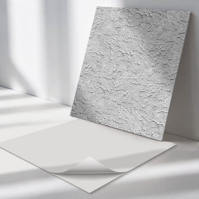 Wallfluent Vinyl Tegels - Ruwe oppervlaktetextuur Wand PVC Tegels - 30 cm x 30 cm - Grijs Vinyl Tegels - 9 stuks - Vierkant PVC Tegels - Texturen Plaktegels - Vinyl Vloer Tegels - Plaktegels Keuken en Badkamer