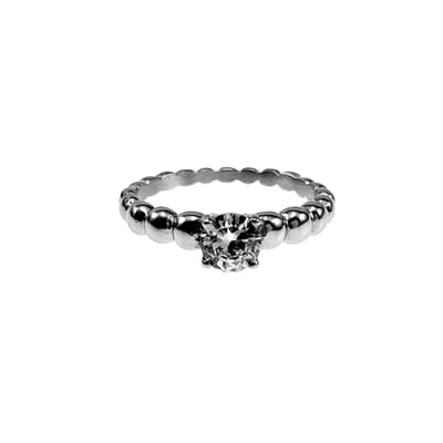 Ring Dames - RVS Zilverkleur - Balletjes Design -Solitaire Ring - Verlolvingsring - Ring met Zirkoniasteen