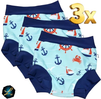 Eezkoala Zwemluiers - Zonbestendige Wasbare Baby Zwembroekjes & Trainingsbroekjes Anti Doorlek - 3 stuks Marine Blauw