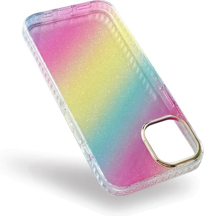 Casemania Hoesje Geschikt voor Apple iPhone 11 - Spectrum - Extra Stevig Glitter Regenboog Siliconen Back Cover