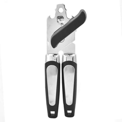 Dailygoods- Blikopener Roestvrij Staal - Handmatige Blikopener - Flesopener - Ergonomische Grip - Eenvoudig Schoonmaken - Brede Draaiknop - Blikkenopener