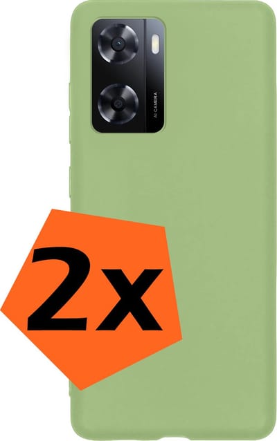 Hoes - 2 Stuks - Geschikt voor OPPO A57 - Sterk & Shockproof - Case Siliconen - Back Cover - Telefoon Hoes - Groen