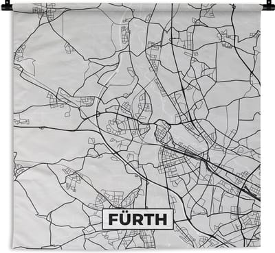 Wandkleed - Wanddoek - Duitsland - Plattegrond - Fürth - Kaart - Stadskaart - 180x180 cm - Wandtapijt