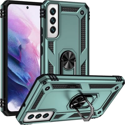 Magnetisch Hoesje Geschikt voor Samsung Galaxy S22 | Kickstand Back Cover met Standaard | Telefoonhoesje met Ring | Beschermhoes met Magneet voor Auto Houder Groen