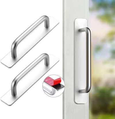 Set van 2 Aluminium Meubelhandgrepen 147mm - Zelfklevende Ladehandgrepen voor Keuken, Kast en Balkondeur - Zilverkleurig Design