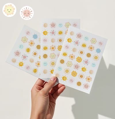 Zonnetjes Stickers - 3 Stickervellen - 105 Stickers Kinderen - Zomer Stickers
