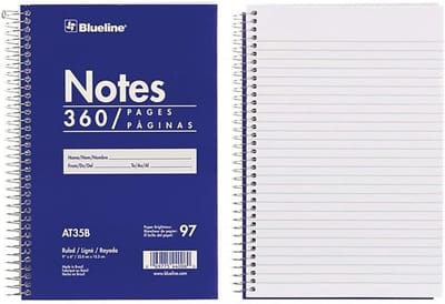 Steno Notitieblok - Schrijfblok Bloknote - Notities Maken - Spiraalbinding Flexibel Deksel - 23 x 15 cm - Blauw