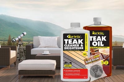 Star brite Teak Onderhoud Premium SET | Reiniger 1000ml & Teak Olie 1000ml & Spons