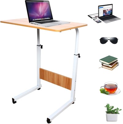 NordHaus Laptop Bureau - Verrijdbare Bijzettafel - Verstelbare Hoogte 70-90 cm - Compact Werkstation met Wielen en Rem