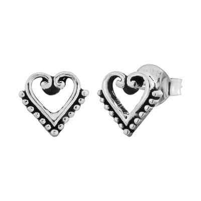 WeLoveSilver - Oorstekers - Zilveren Hartvorm - Sierlijk met Bolletjes