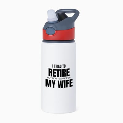 Hacebo® - I tried to retire waterfles met rietje rood - Pensioen - werken voor vrouw - werk - afscheidscadeau - verjaardagscadeau - kado - water fles - 650ML