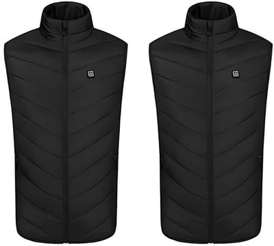 Verwarmd Vest - Verwarmde Bodywarmer - Heated Vest - Elektrische Bodywarmer - Verwarmde Kleding - Verwarmde Jas - Waterdichte Rits - Oplaadbaar - Unisex - Maat XL - Zwart - USB - 2 Stuks