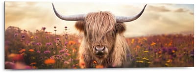Schilderij Lente schotse hooglander - 30 x 90 - Hout - REINDERS