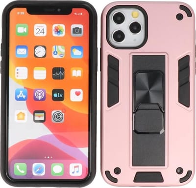 iPhone 11 Pro Hoesje - Tough Armor Hardcase - Telefoonhoesje Met Standfunctie - Bestcases Backcover - Roze
