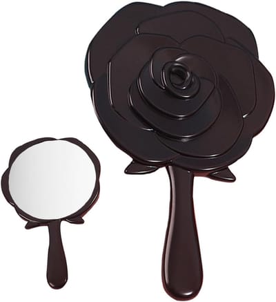 Stijlvolle Vintage Handspiegel in Zwart, Compact en Draagbaar voor Make-up, Haarstyling en Reizen