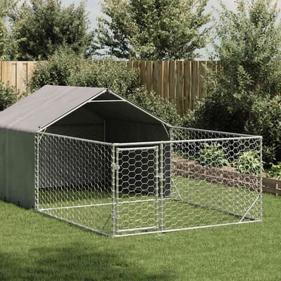 vidaXL - Hondenkennel - met - ren - 5x2x1,5 - m - gegalvaniseerd - staal