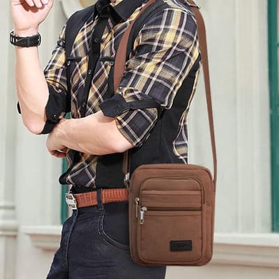 Casual Crossbody Bag van Canvas voor Mannen, Multi-Pocket Schoudertas voor Sport, Reizen en Fietsen