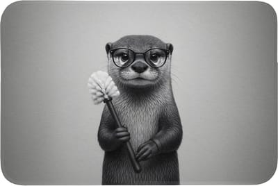 Badmat 90x60 cm - Antislip - Otter - Wc-borstel - Bril - Zwart - Wit - Badmatten voor badkamer - Badkamermat - Douchemat - Badkamer mat