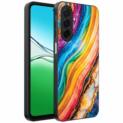 Geschikt voor Oppo A5 Telefoonhoesje met Regenboog Goud Marmer Opdruk - TPU Backcover Case Rainbow Gold Marble Design - Smartphonica geschikt voor Oppo A5