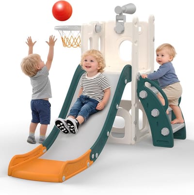 Kinderspeelset - Glijbaan met ring - Actief Spelen - Inclusief telescoop - 98 cm hoog - Groen