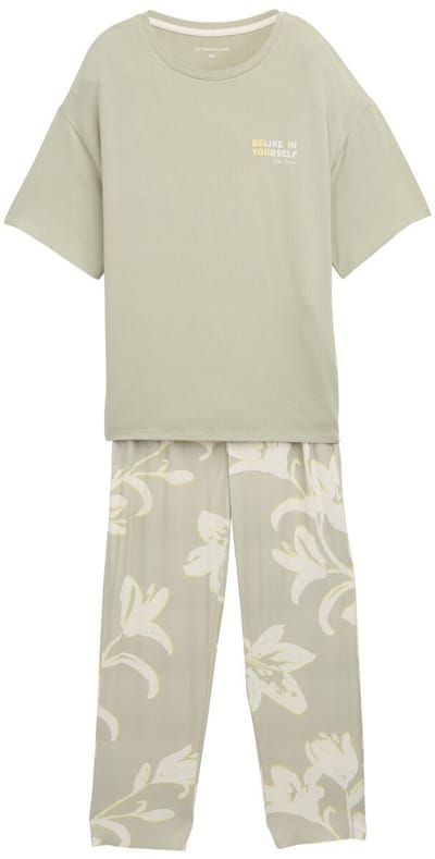 Tom Tailor - Pyjamaset met all-over print - Maat S/36 - grün-hell-Allover
