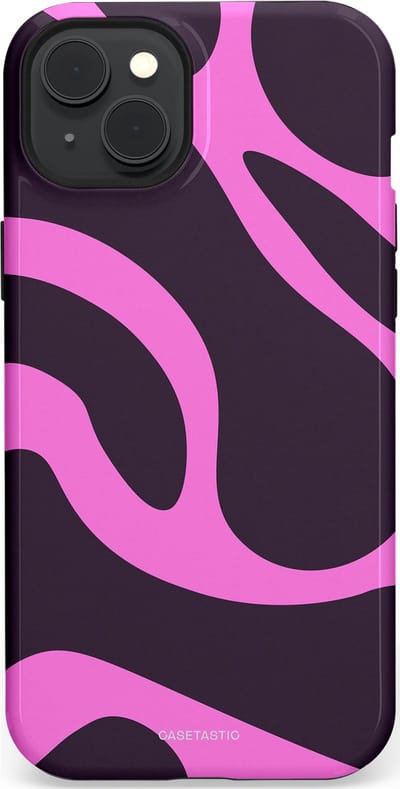 Casetastic hoesje geschikt voor Apple iPhone 15 Plus - MagSafe - Dubbellaagse bescherming - Roze Paarse Lavendel Abstractie - Fashion Case - Donkergrijs Roze