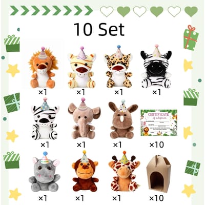 10-50 STUKS Adopteer een Dier Feestartikel Mini Safari Knuffeldier Bulk 12cm Speelgoed Jungle Dier Pluche Speelgoed Set Feestartikel Cadeau Decoratie beige