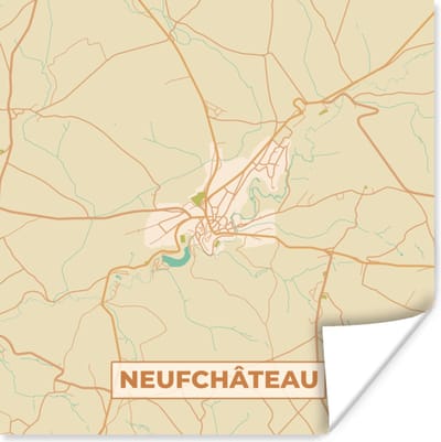 Poster Neufchâteau - Vintage - Plattegrond - Stadskaart - Kaart - 100x100 cm XXL